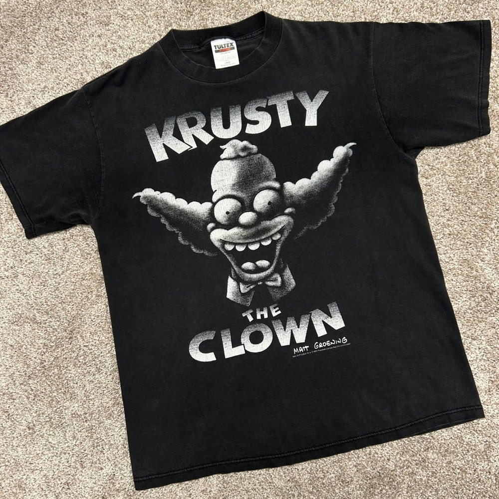 Vintage 90s Krusty the Clown The Simpsons Tshirt Men Large Tultex USA Made 1994
